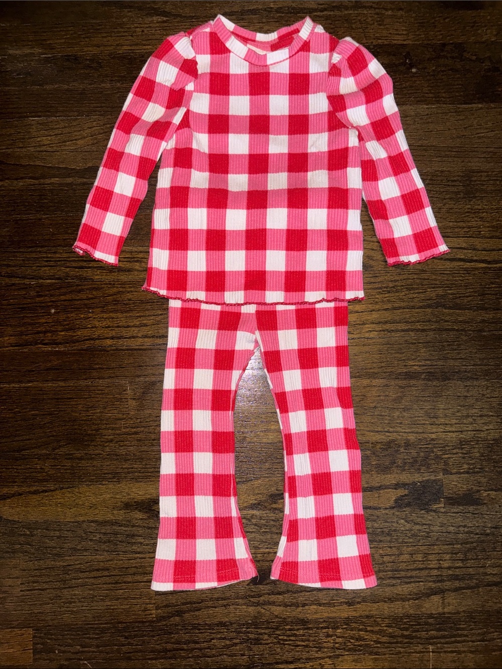 Cat & Jack Pink and Red Check Ribbed Gingham Set